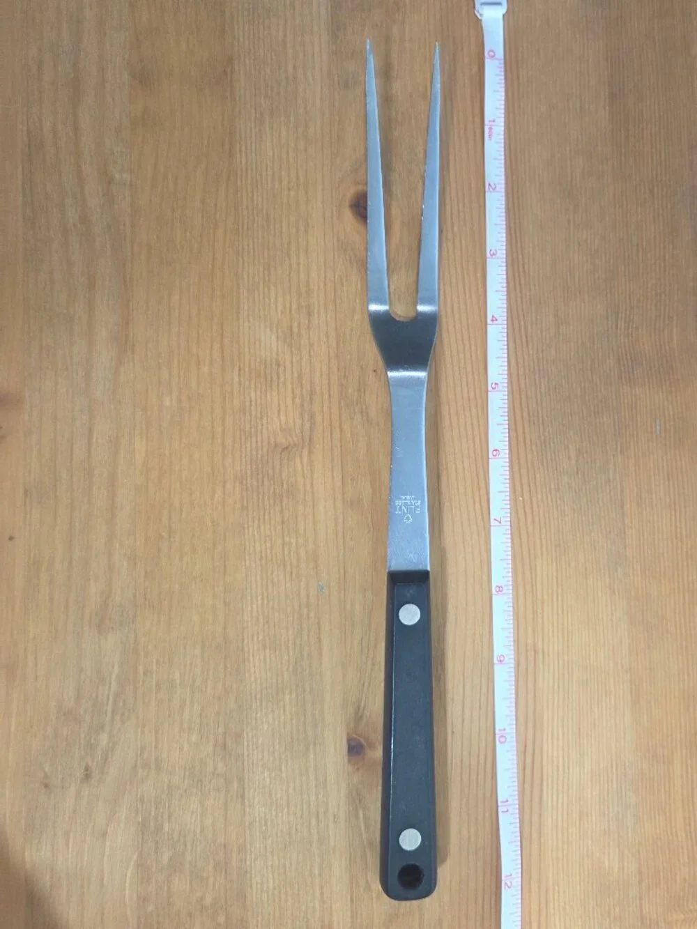 Vintage Flint Arrowhead Stainless Meat Carving Serving Fork USA Black Handle
